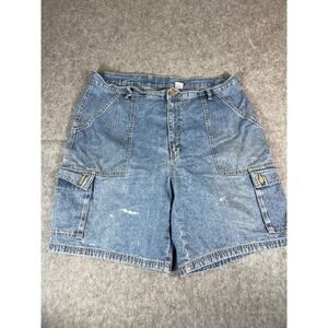 212 Shorts Mens 38 Blue Denim Cargo Utility Baggy Jorts Skater Streetwear Y2K